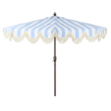 Beverly 9 ft. Designer Classic Scalloped Fringe Half Market Patio Umbrella